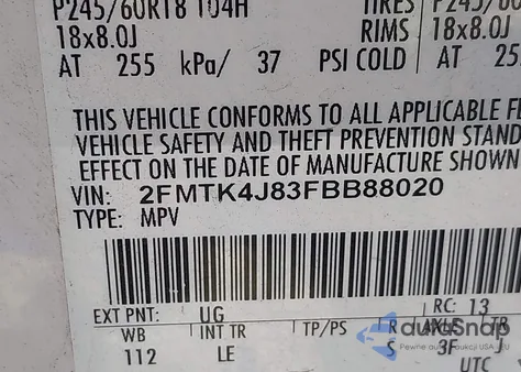 2015 Ford Edge Sel z USA, uszkodzony, nr VIN 2FMTK4J83FBB88020